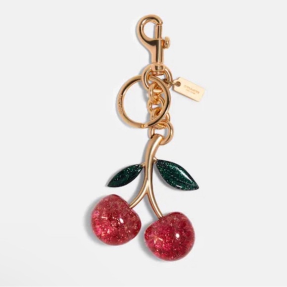 NWOT Coach Signature Cherry Bag Charm in Pink/Gold Multicolored - Picture 1 of 4